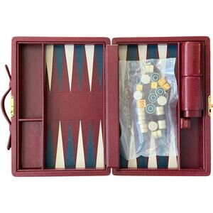Vintage Asprey London Leather Backgammon Set - Complete w/ Dice & Checkers
